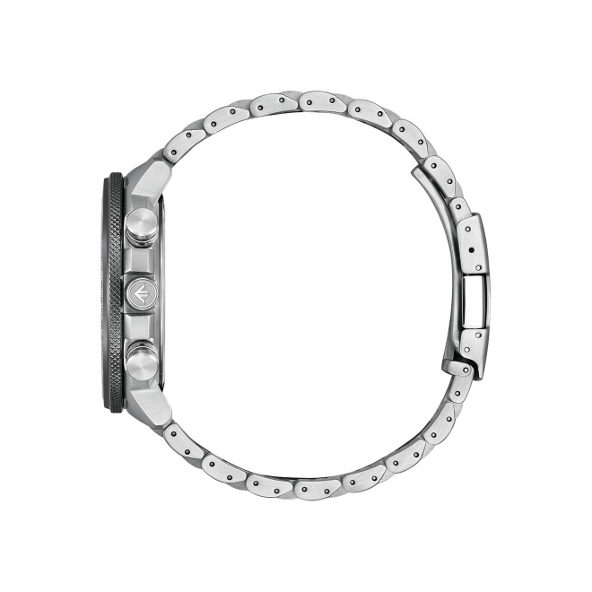 Citizen Geo Trekk ∅46 mm - 20 ATM, Esfera negra y blanca, brazalete de acero sólido