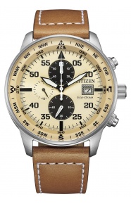 Citizen Aviator Crono - 10 ATM, correa de piel