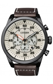 Citizen Cronógrafo - 10 ATM, correa vintage de piel