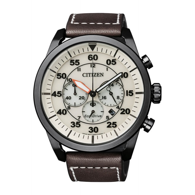 Citizen Cronógrafo - 10 ATM, correa vintage de piel