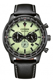Citizen Chrono Aviation ∅44 mm - 10 ATM, Esfera verde, correa de piel