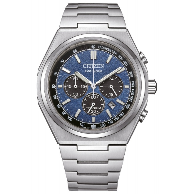 Citizen Chrono Super Titanium 4610 ∅42,5 mm - 10 ATM, Esfera azul, brazalete de super titanium
