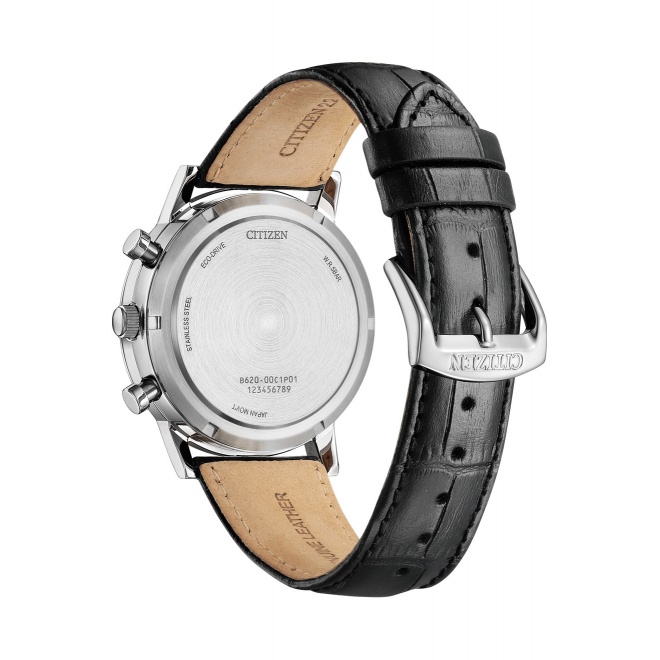 Citizen Chrono ∅42 mm - 5 ATM, Esfera blanca, correa de piel