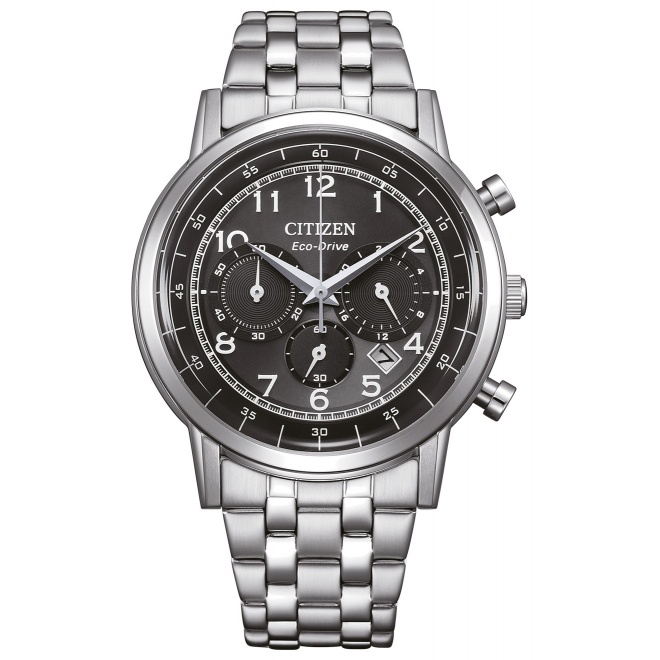 Citizen Chrono ∅42 mm - 5 ATM, Esfera negra, brazalete de acero