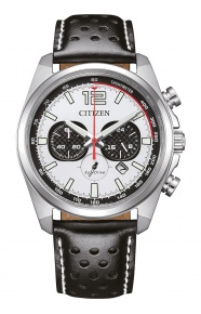 Citizen Active Sport Chrono ∅41 mm - 10 ATM, Esfera blanca, correa de piel