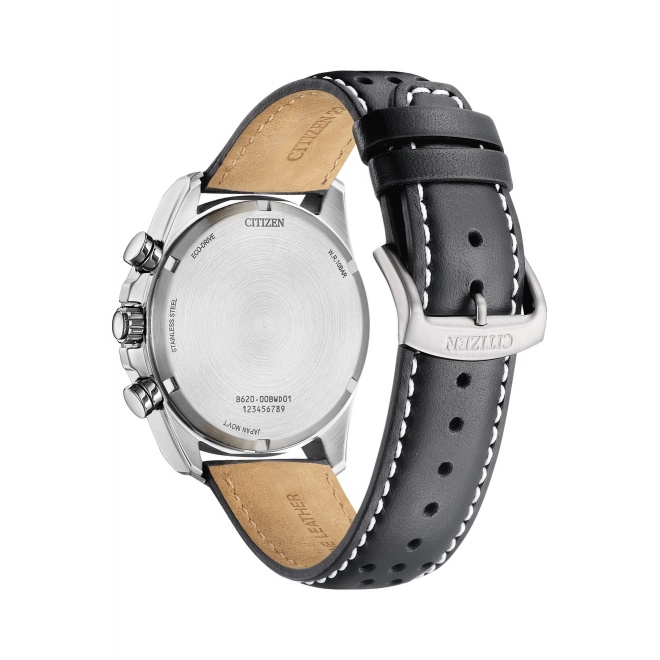 Citizen Active Sport Chrono ∅41 mm - 10 ATM, Esfera blanca, correa de piel