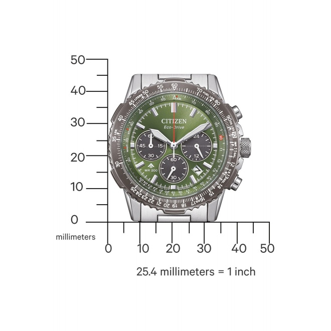 Citizen Navihawk ∅40 mm - 20 ATM, Esfera verde, brazalete de acero