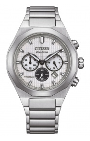 Citizen Chrono Super Titanium Zenshin Senkei ∅41 mm - 10 ATM, Esfera blanca, brazalete de super titanium