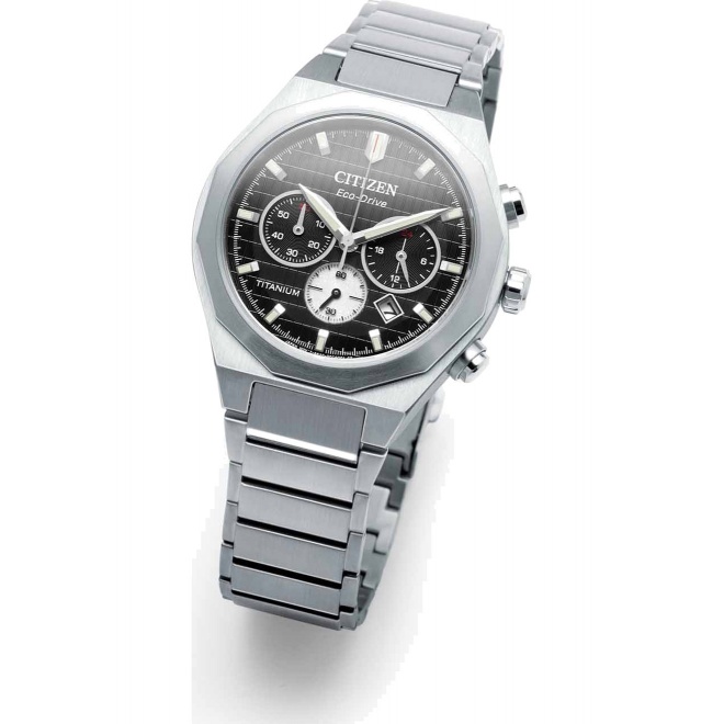 Citizen Chrono Super Titanium Zenshin Senkei ∅41 mm - 10 ATM, Esfera negra, brazalete de super titanium