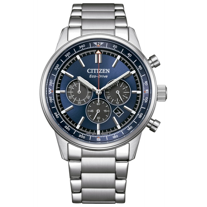 Citizen Chrono Pilot ∅42 mm - 10 ATM, Esfera azul, brazalete de acero