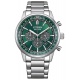 Citizen Chrono Pilot ∅42 mm - 10 ATM, Esfera verde, brazalete de acero