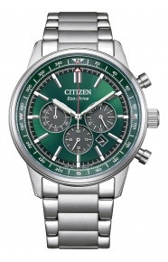Citizen Chrono Pilot ∅42 mm - 10 ATM, Esfera verde, brazalete de acero