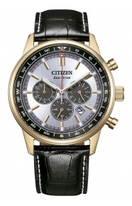 Citizen Chrono Pilot ∅42 mm - 10 ATM, Esfera plateada, correa de piel pespunteada
