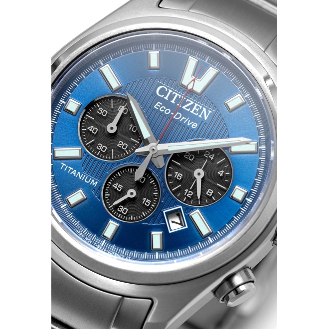 Citizen Chrono Super Titanium 4750 ∅40 mm - 10 ATM, Esfera azul, brazalete de super titanium