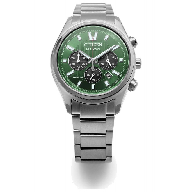 Citizen Chrono Super Titanium 4750 ∅40 mm - 10 ATM, Esfera verde, brazalete de super titanium