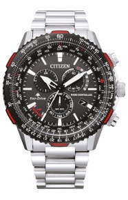 Citizen Crono Pilot Acero ∅47 mm - 20 ATM, Esfera negra, brazalete de acero