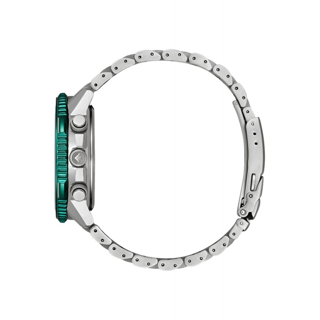Citizen Crono Pilot Acero ∅45,9 mm - 20 ATM, Esfera verde, brazalete de acero