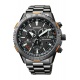 Citizen Crono Pilot Acero - 20 ATM, brazalete de acero IP grey