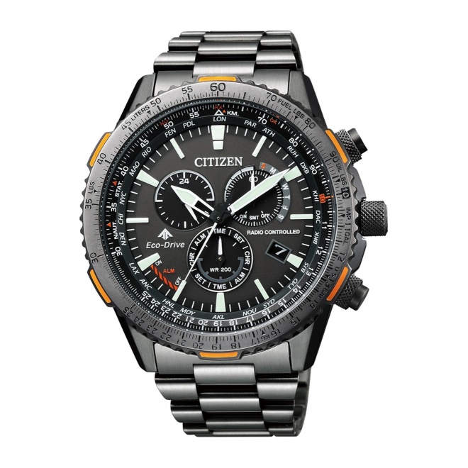Citizen Crono Pilot Acero - 20 ATM, brazalete de acero IP grey