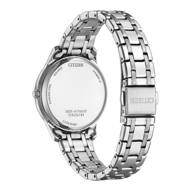 Citizen Lady Elegance ∅34 mm - 5 ATM, Esfera blanca, brazalete de acero