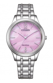 Citizen Lady Elegance ∅34 mm - 5 ATM, Esfera rosa, brazalete de acero
