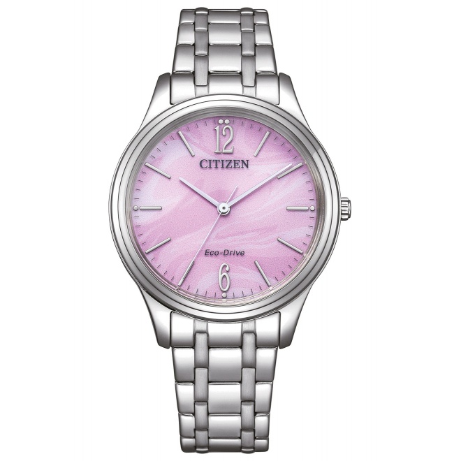 Citizen Lady Elegance ∅34 mm - 5 ATM, Esfera rosa, brazalete de acero