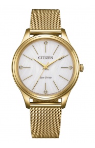 Citizen Lady Casual ∅34 mm - 5 ATM, Esfera blanca, brazalete de acero tipo mesh