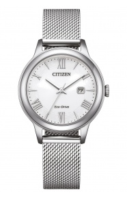 Citizen Lady Dress ∅31 mm - 10 ATM, Esfera blanca, brazalete de acero mesh