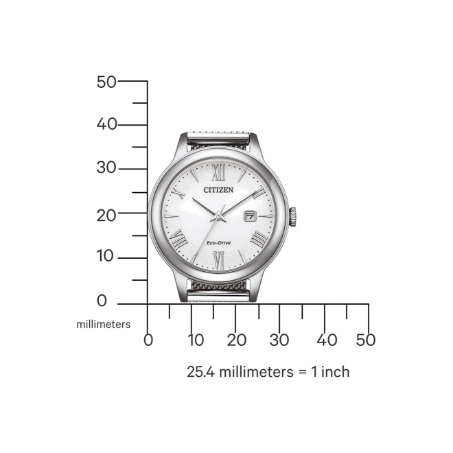 Citizen Lady Dress ∅31 mm - 10 ATM, Esfera blanca, brazalete de acero mesh