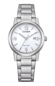 Citizen Eco Drive Pair ∅30 mm - 3 ATM, Esfera blanca, brazalete de acero