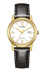 Citizen Eco Drive Pair ∅30 mm - 3 ATM, Esfera blanca, correa de piel