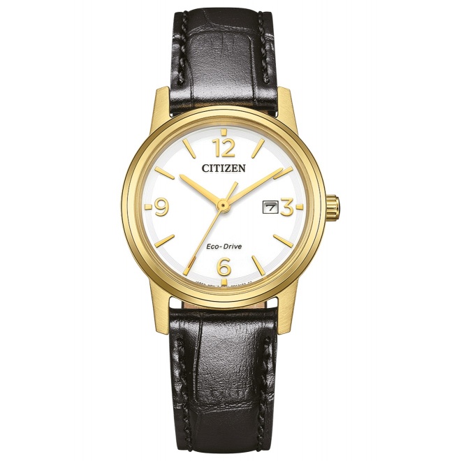 Citizen Eco Drive Pair ∅30 mm - 3 ATM, Esfera blanca, correa de piel