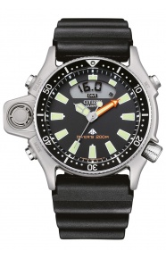Citizen Aqualand I ∅44 mm - 8 ATM, Esfera negra, correa de caucho
