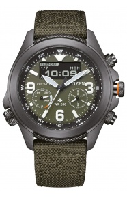 Citizen Eco Drive Land ∅43,5 mm - 20 ATM, Esfera verde, correa de nylon