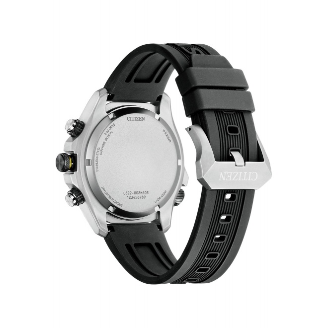 Citizen Eco Drive Land ∅43,5 mm - 20 ATM, Esfera negra, correa de poliuretano biomas benebiol