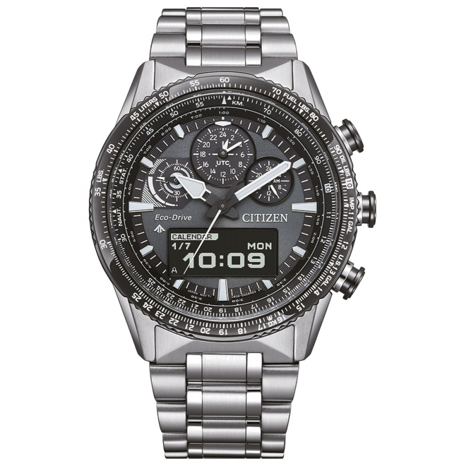 Citizen Skyhawk U830 ∅43 mm - 20 ATM, Esfera gris, brazalete de acero sólido