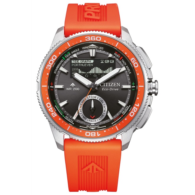 Citizen Wave Tracker ∅42,4 mm - 20 ATM, Esfera negra, correa de poliuretano benebiol