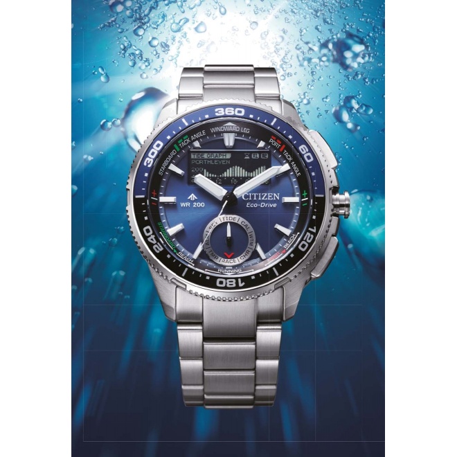 Citizen Wave Tracker ∅42,4 mm - 20 ATM, Esfera azul, brazalete de acero