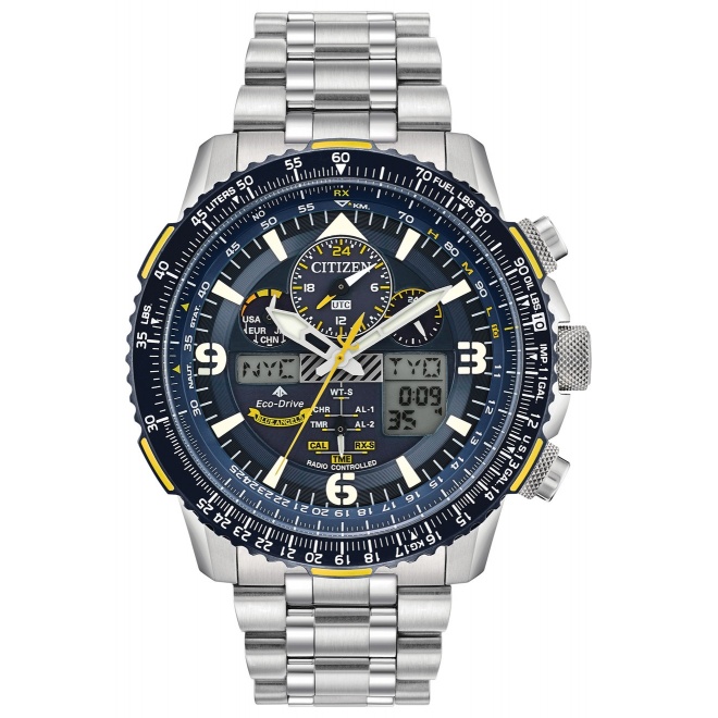 Citizen Blue Angels ∅45 mm - 20 ATM, Esfera azul, brazalete de acero de doble cierre