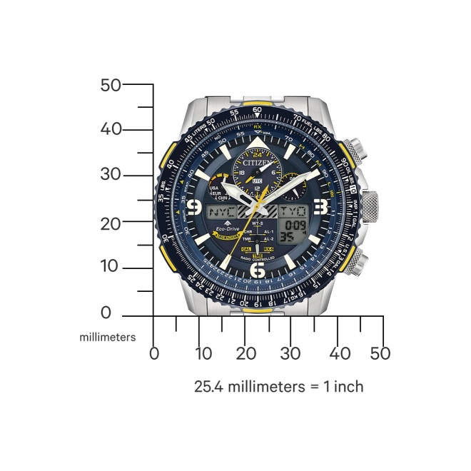 Citizen Blue Angels ∅45 mm - 20 ATM, Esfera azul, brazalete de acero de doble cierre