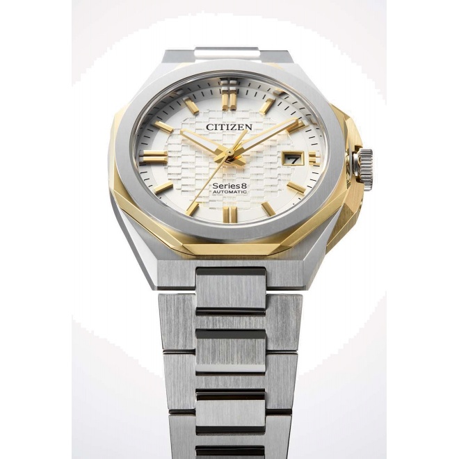 Citizen Series8 ∅39,85 mm - 10 ATM, Esfera plateada, brazalete de acero sólido