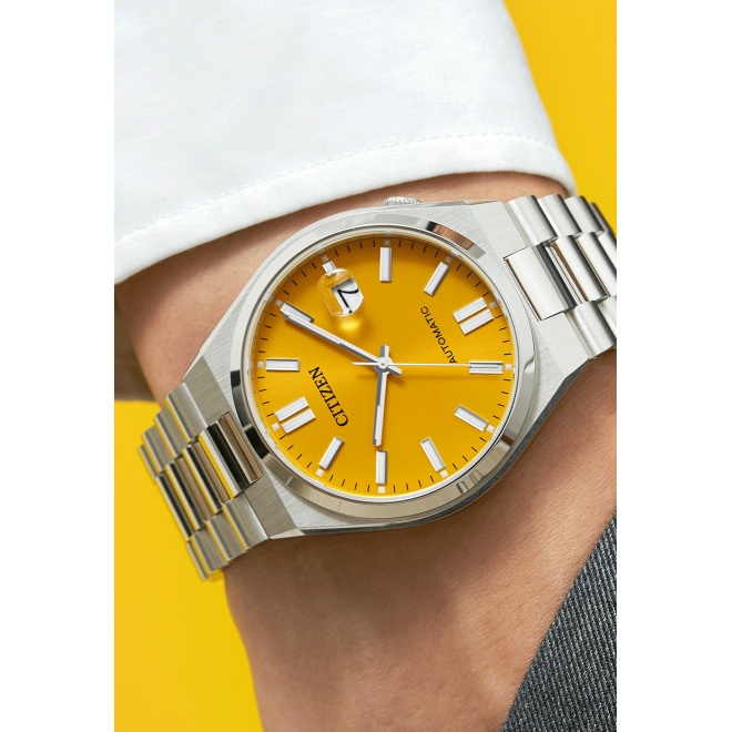 Citizen Tsuyosa ∅40 mm - 5 ATM, Esfera amarilla, brazalete de acero sólido