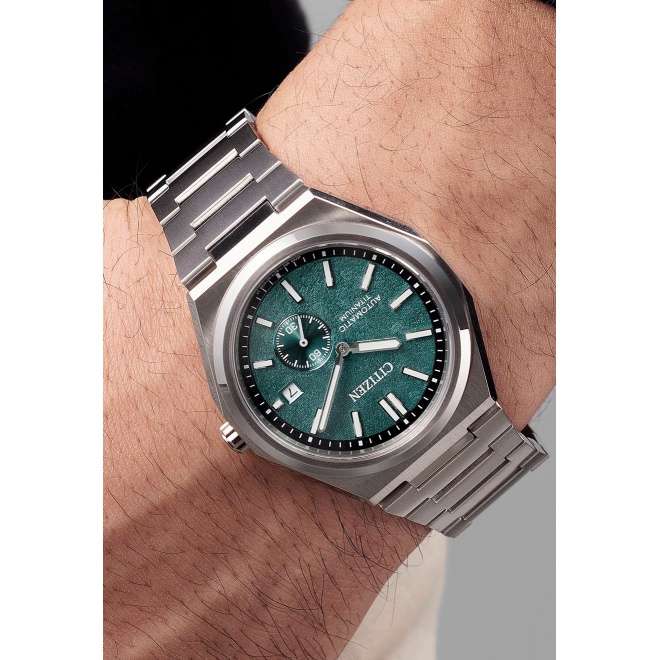 Citizen Super Titanium NJ0180 ∅40,5 mm - 10 ATM, Esfera verde, brazalete de super titanium