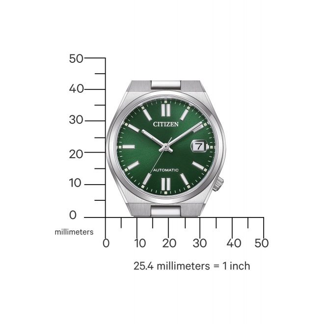 Citizen Tsuyosa ∅37 mm - 5 ATM, Esfera verde, brazalete de acero sólido