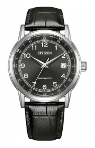 Citizen Automatic Classic ∅40 mm - 5 ATM, Esfera negra, correa de piel