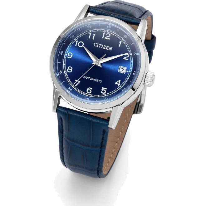 Citizen Automatic Classic ∅40 mm - 5 ATM, Esfera azul, correa de piel