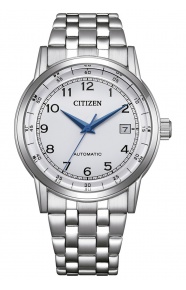 Citizen Automatic Classic ∅40 mm - 5 ATM, Esfera blanca, brazalete de acero