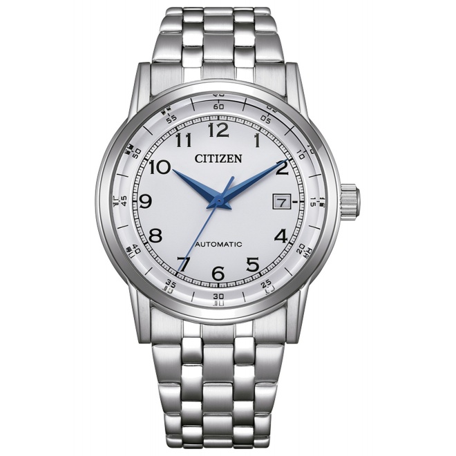 Citizen Automatic Classic ∅40 mm - 5 ATM, Esfera blanca, brazalete de acero