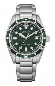 Citizen Automatic Unisex ∅38,5 mm - 10 ATM, Esfera verde, brazalete de acero