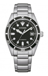 Citizen Automatic Unisex ∅38,5 mm - 10 ATM, Esfera negra, brazalete de acero